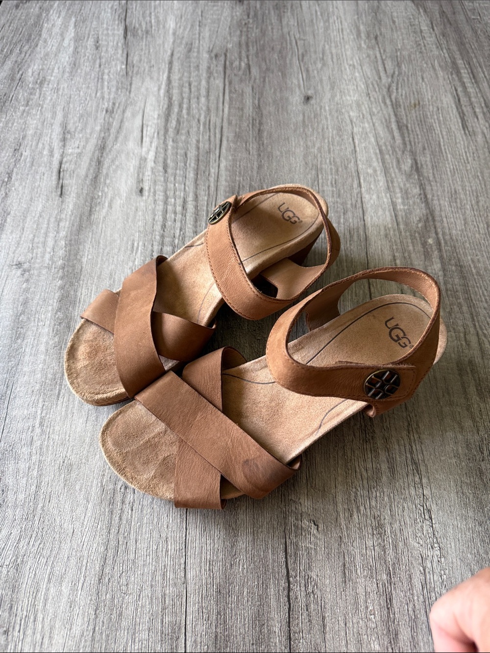 UGG Women's Brown Leather Crisscross Sandals size 6